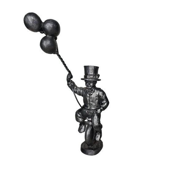 Vintage michael ricker Pewter Circus Clown Figurine On Unicycle With Balloons - Picture 7 of 8